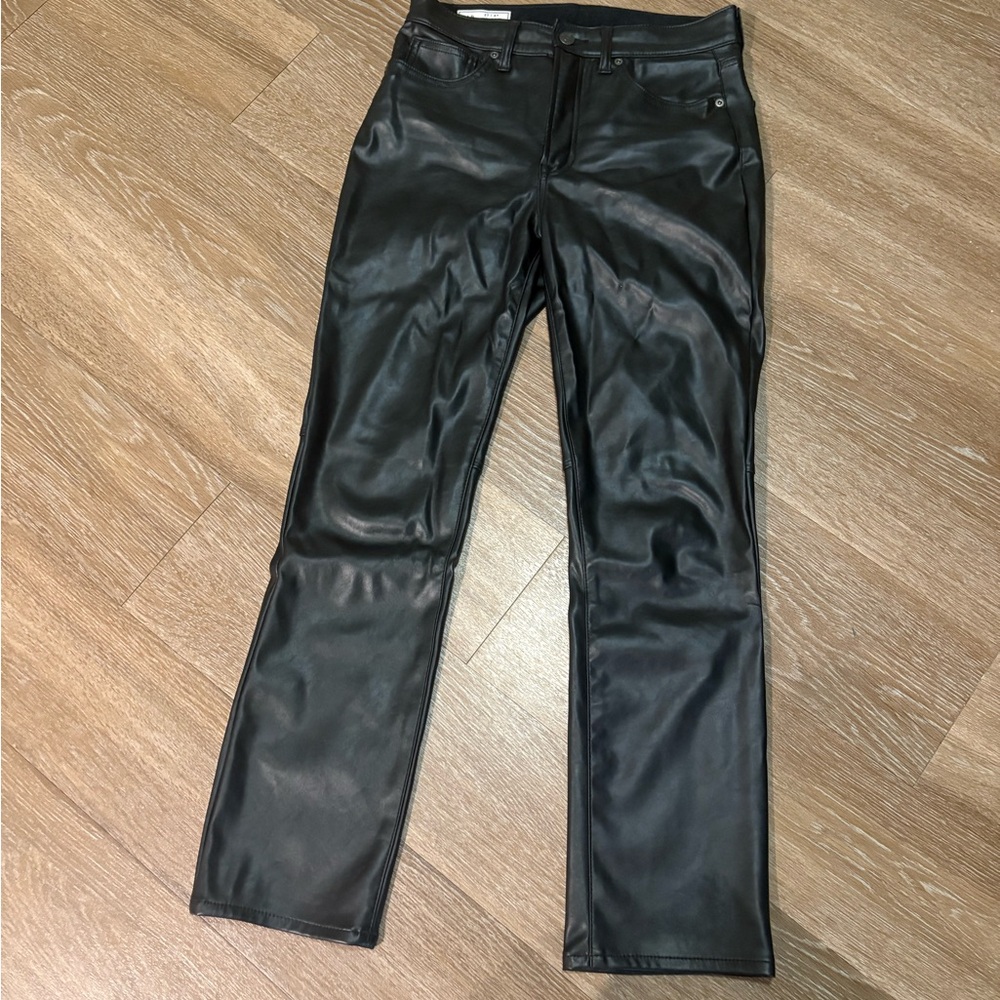 GAP Black Straight Leg Faux Leather Pants